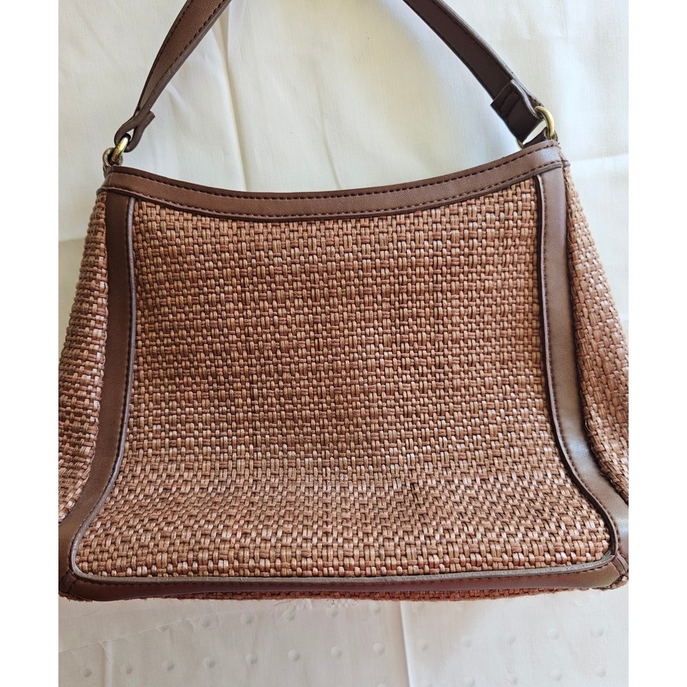 Relic Brown Woven Shoulder Bag With Leather Trim Adjustable Strap For Women - Picture 4 of 12